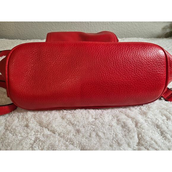 COACH F24385 Red Pebbled Leather Drawstring Park Turnlock Backpack - Picture 13 of 13